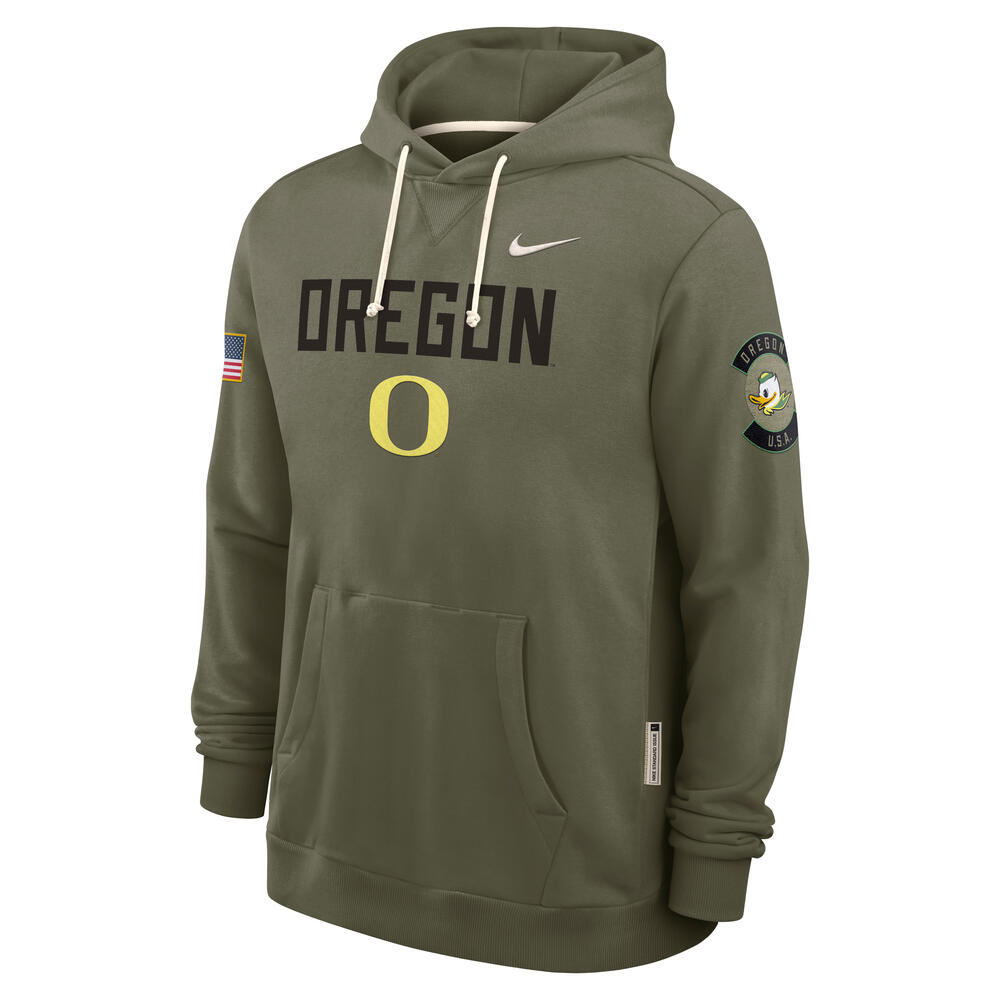 Classic Oregon O, Nike, Green, Hoodie, Men, Military Appreciation, Oregon, Pullover, Sweatshirt, 928854